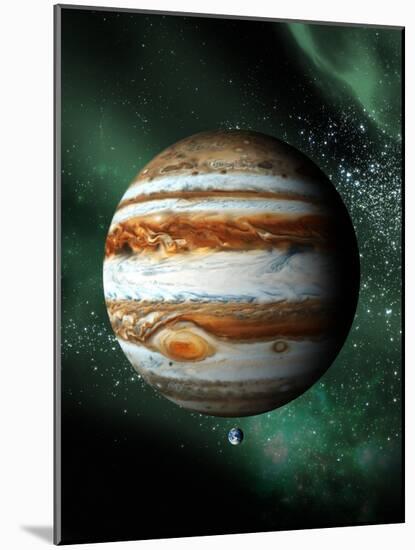 Jupiter And Earth, Artwork-Victor Habbick-Mounted Photographic Print