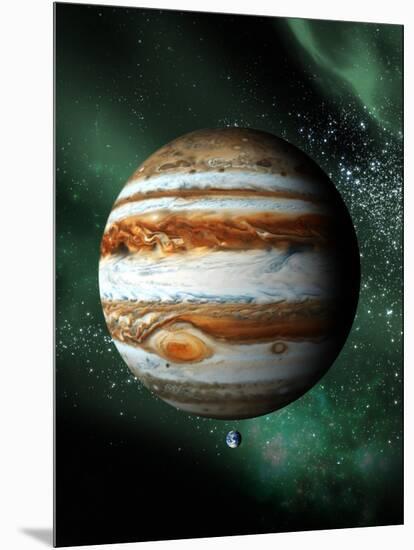 Jupiter And Earth, Artwork-Victor Habbick-Mounted Photographic Print