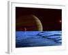 Jupiter and its Moon Lo as Seen from the Frozen Surface of Jupiter's Moon Europa-null-Framed Photographic Print