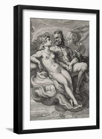 Jupiter and Juno, C.1593-94 (Engraving on Laid Paper)-Hendrik Goltzius-Framed Giclee Print