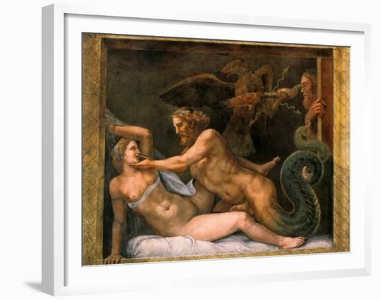 Jupiter and Olympia, 1526-1534-Giulio Romano-Framed Giclee Print