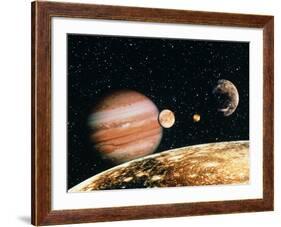 Jupiter And the Galilean Moons Seen From Callisto-Science Photo Library-Framed Photographic Print