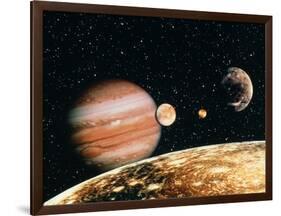 Jupiter And the Galilean Moons Seen From Callisto-Science Photo Library-Framed Photographic Print