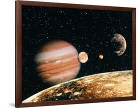 Jupiter And the Galilean Moons Seen From Callisto-Science Photo Library-Framed Photographic Print