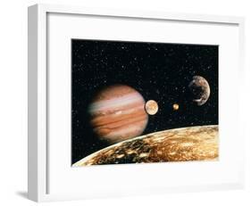 Jupiter And the Galilean Moons Seen From Callisto-Science Photo Library-Framed Photographic Print