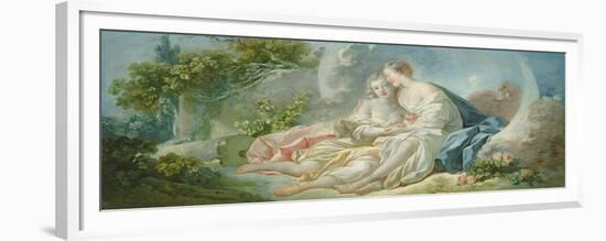 Jupiter Disguised as Diana Tries to Seduce Callisto, C.1753-Jean-Honore Fragonard-Framed Giclee Print