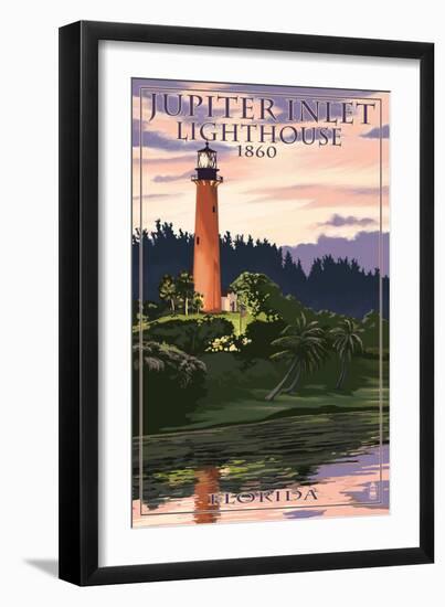 Jupiter Inlet Lighthouse - Jupiter, Florida-Lantern Press-Framed Art Print