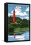 Jupiter Inlet Lighthouse - Jupiter, Florida-Lantern Press-Framed Stretched Canvas