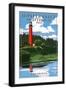 Jupiter Inlet Lighthouse - Jupiter, Florida-Lantern Press-Framed Art Print