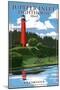 Jupiter Inlet Lighthouse - Jupiter, Florida-Lantern Press-Mounted Art Print