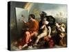 Jupiter, Mercury and the Virtue (Jupiter Painting Butterflie)-Dosso Dossi-Stretched Canvas