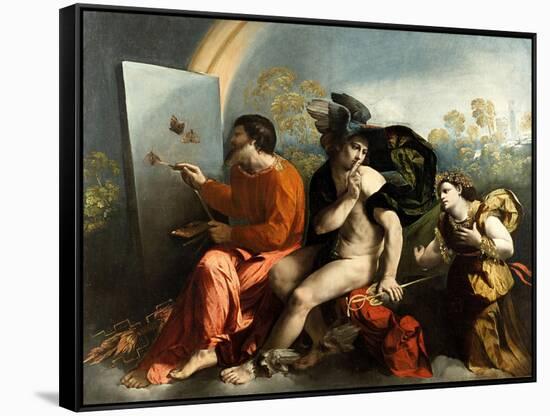 Jupiter, Mercury and the Virtue (Jupiter Painting Butterflie)-Dosso Dossi-Framed Stretched Canvas