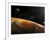 Jupiter's Moons Io and Europa Hover over the Great Red Spot on Jupiter-Stocktrek Images-Framed Photographic Print