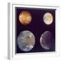 Jupiter's Satellites Io, Europa, Ganymede and Callisto as Depicted by Voyager 1 Spacecraft-null-Framed Photographic Print