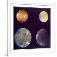 Jupiter's Satellites Io, Europa, Ganymede and Callisto as Depicted by Voyager 1 Spacecraft-null-Framed Photographic Print