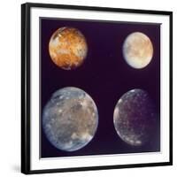 Jupiter's Satellites Io, Europa, Ganymede and Callisto as Depicted by Voyager 1 Spacecraft-null-Framed Photographic Print