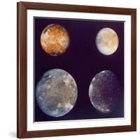 Jupiter's Satellites Io, Europa, Ganymede and Callisto as Depicted by Voyager 1 Spacecraft-null-Framed Photographic Print