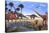 Jurassic Dinosaurs, Artwork-Richard Bizley-Stretched Canvas