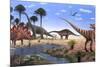 Jurassic Dinosaurs, Artwork-Richard Bizley-Mounted Photographic Print