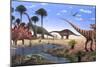 Jurassic Dinosaurs, Artwork-Richard Bizley-Mounted Photographic Print