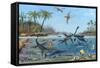 Jurassic Landscape, Artwork-Richard Bizley-Framed Stretched Canvas