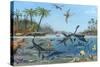 Jurassic Landscape, Artwork-Richard Bizley-Stretched Canvas