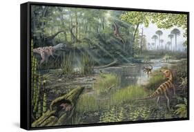 Jurassic Life, Artwork-Richard Bizley-Framed Stretched Canvas