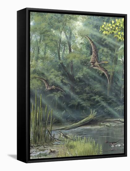 Jurassic Life, Artwork-Richard Bizley-Framed Stretched Canvas