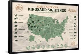 Jurassic World: Dominion - North American Dinosaur Map-Trends International-Framed Poster