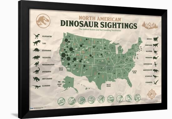 Jurassic World: Dominion - North American Dinosaur Map-Trends International-Framed Poster