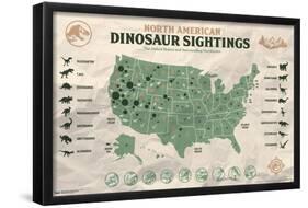 Jurassic World: Dominion - North American Dinosaur Map-Trends International-Framed Poster