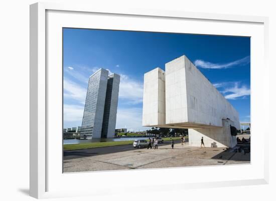 Juscelino Kubitschek Monument at the Square of the Three Powers, Brasilia, Brazil, South America-Michael Runkel-Framed Photographic Print