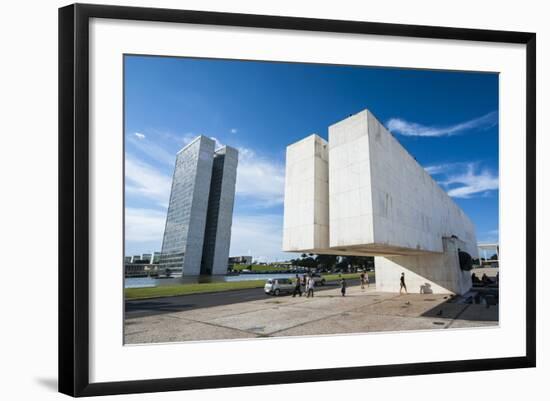 Juscelino Kubitschek Monument at the Square of the Three Powers, Brasilia, Brazil, South America-Michael Runkel-Framed Photographic Print