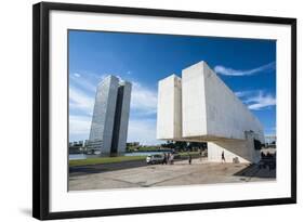 Juscelino Kubitschek Monument at the Square of the Three Powers, Brasilia, Brazil, South America-Michael Runkel-Framed Photographic Print