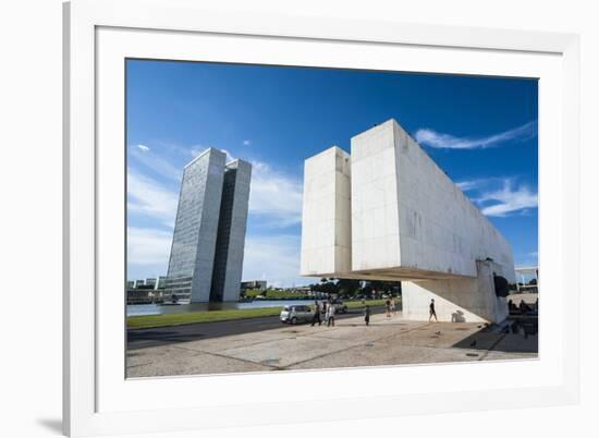 Juscelino Kubitschek Monument at the Square of the Three Powers, Brasilia, Brazil, South America-Michael Runkel-Framed Photographic Print