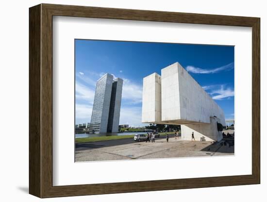 Juscelino Kubitschek Monument at the Square of the Three Powers, Brasilia, Brazil, South America-Michael Runkel-Framed Photographic Print