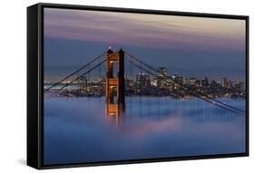 Just in Front of the Sunrise in the Golden Gate Bridge, San Francisco, California-Marco Isler-Framed Stretched Canvas