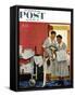 "Just Married" (hotel maids and confetti) Saturday Evening Post Cover, June 29,1957-Norman Rockwell-Framed Stretched Canvas
