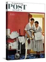 "Just Married" (hotel maids and confetti) Saturday Evening Post Cover, June 29,1957-Norman Rockwell-Stretched Canvas