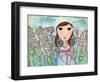 Just One Flower Big Eyed Girl-Wyanne-Framed Giclee Print