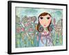 Just One Flower Big Eyed Girl-Wyanne-Framed Giclee Print