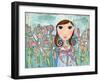 Just One Flower Big Eyed Girl-Wyanne-Framed Giclee Print