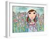 Just One Flower Big Eyed Girl-Wyanne-Framed Giclee Print