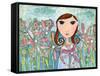 Just One Flower Big Eyed Girl-Wyanne-Framed Stretched Canvas