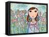 Just One Flower Big Eyed Girl-Wyanne-Framed Stretched Canvas