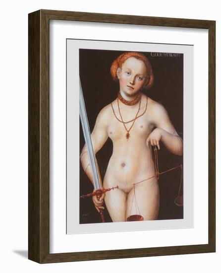 Justice as a Nude with Sword and Balance, 1537-Lucas Cranach the Elder-Framed Art Print