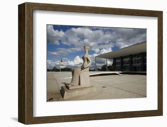 Justice Sculpture in Front of Supremo Tribunal Federal, Brasilia, UNESCO Site, Brazil-Yadid Levy-Framed Photographic Print