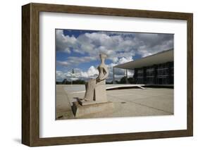 Justice Sculpture in Front of Supremo Tribunal Federal, Brasilia, UNESCO Site, Brazil-Yadid Levy-Framed Photographic Print