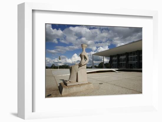 Justice Sculpture in Front of Supremo Tribunal Federal, Brasilia, UNESCO Site, Brazil-Yadid Levy-Framed Photographic Print