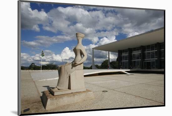 Justice Sculpture in Front of Supremo Tribunal Federal, Brasilia, UNESCO Site, Brazil-Yadid Levy-Mounted Photographic Print